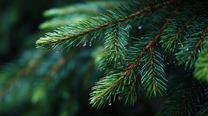 Poster - Green fir branches as decoration