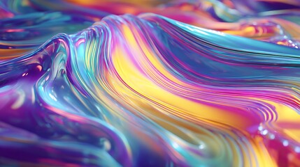Aufkleber - Holographic neon fluid waves