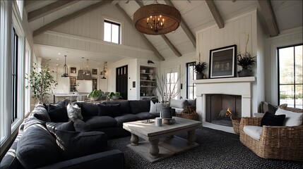 Aufkleber - Luxury farmhouse decor with rich black accents bedroom