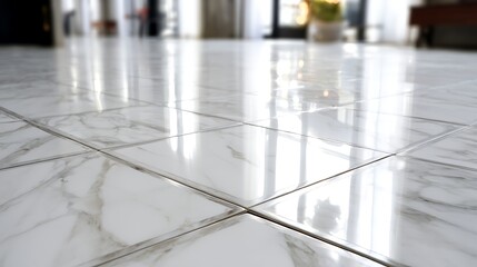 Poster - Of pristine ceramic tile on white marble floor