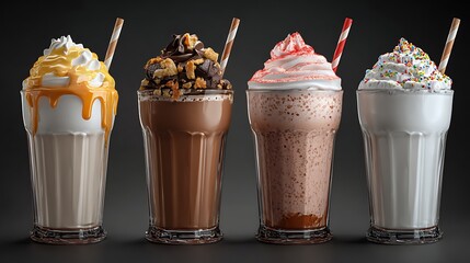 Poster - Set of various milkshake isolated