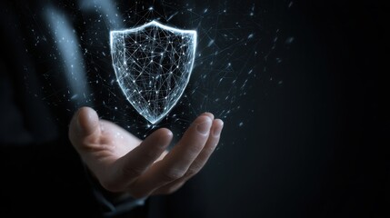 Poster - Digital Privacy Safe Hand Concept Protection Cyber Security Information Technology Solution Safety Shield Security Privacy Tech Security Technology