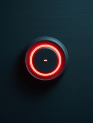 Aufkleber - Ominous Glowing Reset Button on a Clean Backdrop Inviting Interaction and Curiosity in a Dark Environment