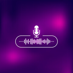 Poster - Podcast. Microphone icon. Radio podcast icon. Webinar, interview, online training, radio show, podcast concept. Webcast audio record concept. Vector illustration.