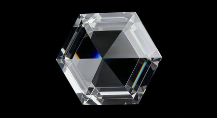 Aufkleber - Hexagonal prism refracting light on black background