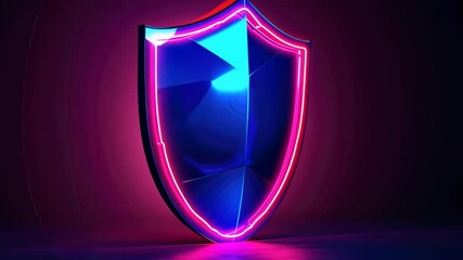 Canvas Print - neon shield: digital security and protection