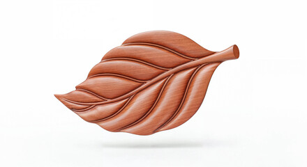 Aufkleber - Wooden leaf carving representing nature and craftsmanship on white background
