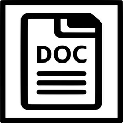 Fototapete - A file icon featuring DOC text and horizontal lines enclosed in a square border