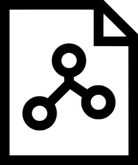Poster - A stylized document icon with a folded corner and three connected circles all in black against a white background