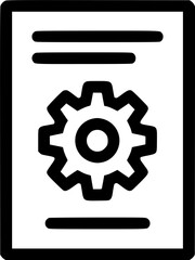 Poster - Document icon featuring a gear framed with line indicators presented in bold black lines