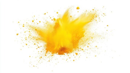 Wall Mural - yellow powder explosion on white background.