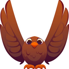 Poster - Letter V kids animal alphabet character as cute and friendly brown bird with wide open wings. Funny zoo mascot font, children English typeface. Cartoon cute abc type for children reading education