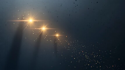 Poster - Abstract background with golden light flares, sparkles, and dark shadows.