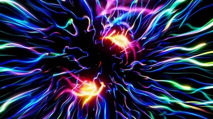 Poster - Abstract colorful light trails swirling in a dark background  
