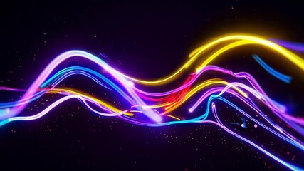 Poster - Abstract colorful light trails with dynamic motion on dark background  