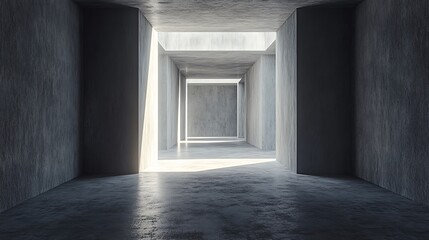 Poster - Abstract concrete corridor with light shining through the ceiling openings