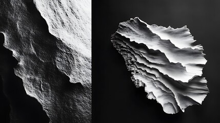 Poster - Abstract monochrome layered landscapes showcase unique textures and contrast