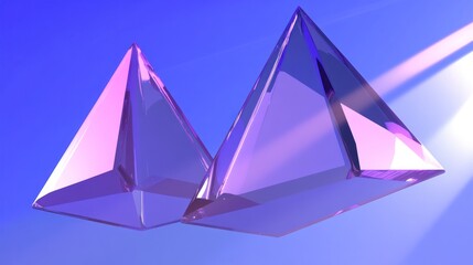 Poster - Two vibrant purple pyramids against a light blue sky.
