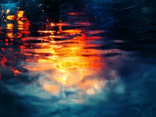 Poster - Abstract Water Reflections: A Dance of Color and Light on a Fluid Canvas