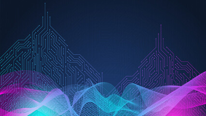 Fototapete - artificial intelligence with circuit board electronics digital technology background. abstract struc