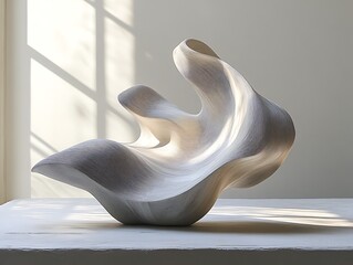Poster - Elegant and fluid abstract sculpture illuminated by natural sunlight stream