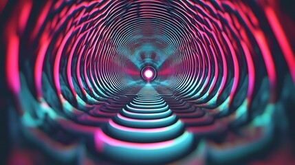 Poster - Chromatic Echoes: A Vibrant and Abstract Journey Through a Tunnel of Light