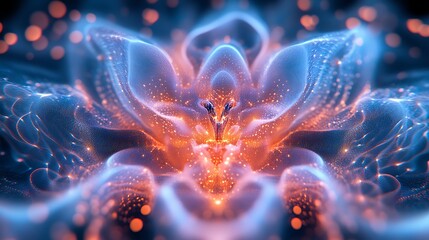 Poster - Abstract luminous fractal bloom with intricate ethereal detailing and glowing light