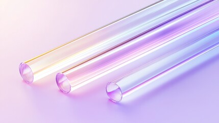 Poster - Colorful, translucent drinking tubes on a pastel background.