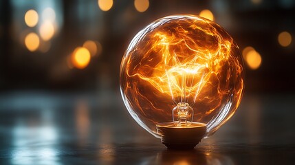 Poster - Captivating luminous sphere showcases glowing filaments amidst bokeh backdrop