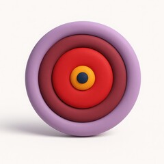Poster - Abstract Concentric Circles Design with Red Purple and Yellow