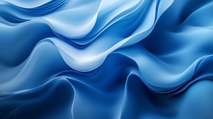 Poster - Elegant abstract blue wave pattern background with soft, luminous highlights