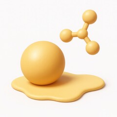 Poster - Yellow 3D Render of Sphere and Molecule on White Background