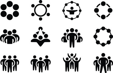 Poster - Collection of diverse team and community icons depicting unity collaboration and group dynamics