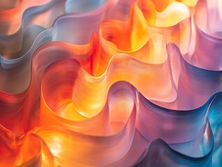 Poster - Abstract gradient waves with a dynamic interplay of smooth color transitions