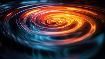 Poster - Abstract fiery vortex with dynamic blue and orange hues emanating depth