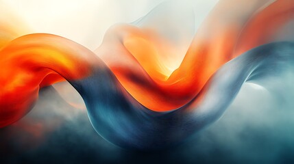 Poster - Dynamic spectrum of orange and blue hues flowing in ethereal composition