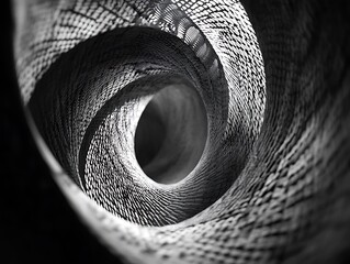 Poster - Monochromatic vortex of textured organic form in swirling abstraction