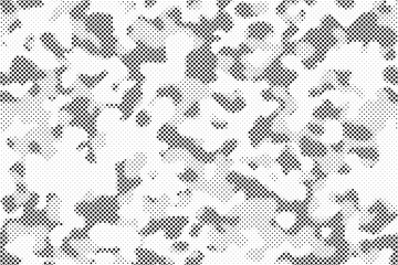 Poster - Abstract halftone seamless camouflage pattern. Repeating digital dotted hexagonal camo military texture background. Abstract modern fabric textile ornament. Vector illustration.