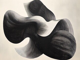 Poster - Monochrome Flow: Abstract Rendering of Fluid Forms with Delicate Lines