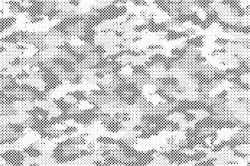 Leinwandbilder - Abstract halftone seamless camouflage pattern. Repeating digital dotted hexagonal camo military texture background. Abstract modern fabric textile ornament. Vector illustration.