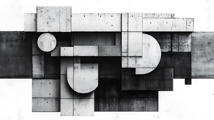 Poster - Abstract composition featuring geometric concrete forms, showcasing modern aesthetics