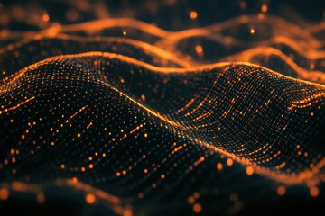 Poster - Abstract network connections depicted through glowing wave patterns in a digital environment, 4K Abstract network connections CGI