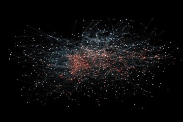 Poster - Network of connections illustrating data processing dynamics on a black background, network of connections and data processing on black background