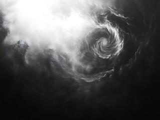 Poster - Monochromatic ethereal vortex of swirling clouds, symbolizing cosmic forces