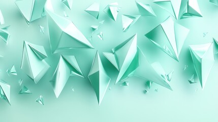 Poster - Mint green geometric shapes in a vibrant abstract design.