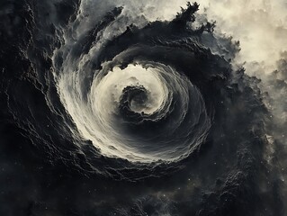 Poster - Celestial Vortex: An abstract representation of swirling clouds and cosmic energy
