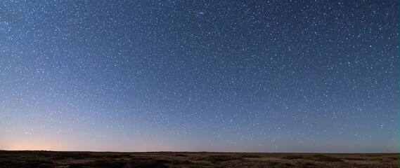 Wall Mural - anamorphic video endless night sky horizon landscape background