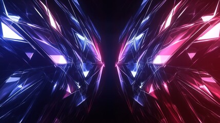Poster - Abstract digital artwork of symmetrical, vibrant wings.