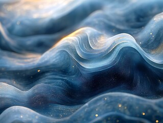 Poster - Abstract depiction of deep sea waves with subtle shimmering light accents
