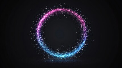 Poster - Circular frame of vibrant particles against a dark backdrop.